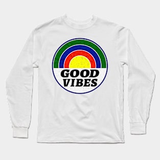 Good Vibes Colorful Rainbow Bright Happy Cute Long Sleeve T-Shirt